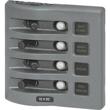 Load image into Gallery viewer, Blue Sea Systems Sw PNL, Toggle w/Breakers, 4 Sw, Gray
