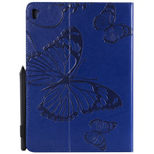 Load image into Gallery viewer, Cookk iPad Pro 9.7 Case, Butterfly Embossed PU Leather Folio [Slim Fit] Standing Smart Protective Cover with Auto Sleep/Wake Feature Wallet Case for Apple iPad Pro 9.7-inch 2016 Tablet, Blue
