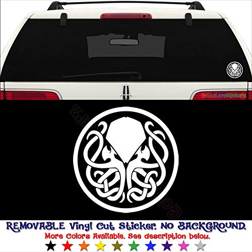 GottaLoveStickerz Cthulhu Badge Myth Removable Vinyl Decal Sticker for Laptop Tablet Helmet Windows Wall Decor Car Truck Motorcycle - Size (20 Inch / 50 cm Tall) - Color (Matte White)