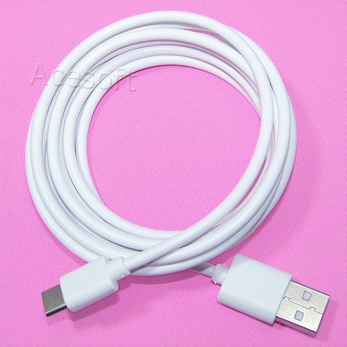 Hi-speed USB 3.1 to Type A USB 2.0 Male Data Cable 6ft/2m & Charging Cord for Cricket ZTE Grand X Max 2 Z988- White