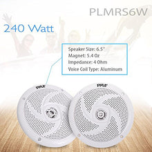 Load image into Gallery viewer, Pyle Marine Speakers - 6.5 Inch 2 Way Waterproof and Weather Resistant Outdoor Audio Stereo Sound System with 240 Watt Power and Low Profile Slim Style - 1 Pair - PLMRS6W (White)

