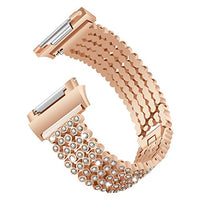 AISPORTS Compatible with Fitbit Ionic Band for Women, Fitbit Ionic Band Stainless Steel Diamond Jewelry Adjustable Wristband Metal Bracelet Replacement Band for Fitbit Ionic Smart Watch, Rose Gold