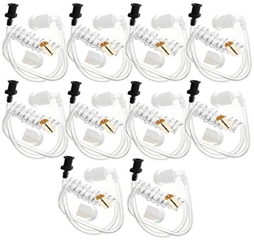 Replacement Coil Tube,Lsgoodcare Acoustic Air Tube Audio Tube with Earbuds Compatible for Motorola Kenwood Icom Midland Two Way Radio Walkie Talkie Ear Piece, Clear White, Pack of 10