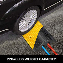 Load image into Gallery viewer, Happybuy 3 Feet Rubber Speed Bump Driveway Modular 22046lbs Load Speed Bumps 38.6 x 11.4 x 2.2 2-Channel Cable Protector Ramp for Garage Gravel Roads Asphalt Concrete (2-Channel, 3ft-Speed Bump)
