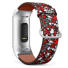 Load image into Gallery viewer, Replacement Leather Strap Printing Wristbands Compatible with Fitbit Charge 3 / Charge 3 SE - Floral Skull and Heart Pattern
