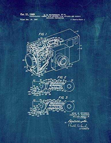 Photographic Camera With Metered Film Advance And Double Exposure Prevention Patent Print Midnight Blue (13