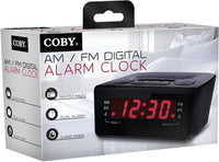 Coby CBCR-102-BLK Digital Alarm Clock with AM/FM Radio and Dual Alarm (Black)