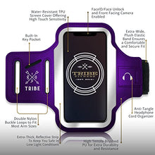 Load image into Gallery viewer, TRIBE Running Phone Holder Armband. iPhone &amp; Galaxy Cell Phone Sports Arm Bands for Women, Men, Runners, Jogging, Walking, Exercise &amp; Gym Workout. Fits All Smartphones. Adjustable Strap, CC/Key Pocket
