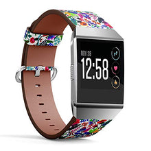 Load image into Gallery viewer, (Floral Pattern with Bright Colorful Flowers and Tropic Leaves) Patterned Leather Wristband Strap for Fitbit Ionic,The Replacement of Fitbit Ionic smartwatch Bands
