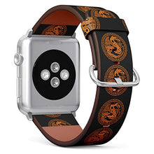 Load image into Gallery viewer, S-Type iWatch Leather Strap Printing Wristbands for Apple Watch 4/3/2/1 Sport Series (38mm) - Celtic Dragon with National Ornament Interlaced Tape
