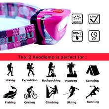 Load image into Gallery viewer, BLITZU Brightest Headlamp Flashlight Gear 165 Lumen with Bright White Cree Led + Red Runner Light for Kids, Men, Women. Perfect for Running, Camping, Home Projects, with Adjustable Headband Pink
