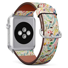 Load image into Gallery viewer, S-Type iWatch Leather Strap Printing Wristbands for Apple Watch 4/3/2/1 Sport Series (38mm) - Pattern of Musical Symbols
