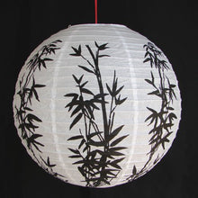 Load image into Gallery viewer, 2 of Chinese White Paper Lanterns with Bamboo Pictures 12&quot;
