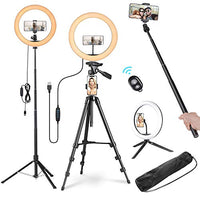 AW 12inch LED Ring Light Buckle Tripod 4 Kinds of Transform Stand 5800K Dimmable with 2 Phone Holder Remote Control for Selfie Tiktok Livesteam Makeup Portrait