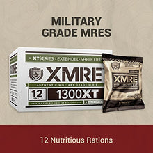 Load image into Gallery viewer, XMRE 1300XT MRE Meals Military 2022 Bulk | Military Grade MREs | For Survival Kits &amp; Hurricane Preparedness Items | Emergency Food Supplies | Military Food Packs w/ Flameless Ration Heater | USA Made
