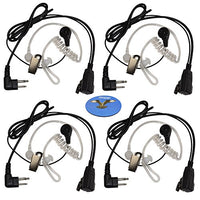 HQRP 4-Pack Hands Free 2-Pin Headset with Earpiece and Microphone for Motorola Radio Devices MV12CV / MV21C / MU22CV / MV22CV / RDM2020 / RDM2070d + HQRP Coaster