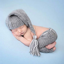 Load image into Gallery viewer, Matissa Newborn Baby Girl/Boy Crochet Knit Costume Photo Photography Prop Hats Outfits (Grey Outfit)
