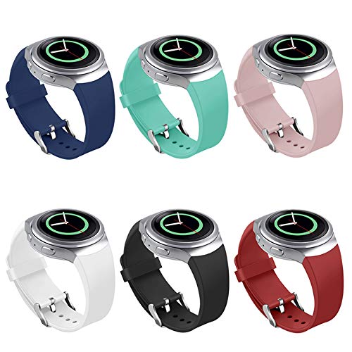Bands Compatible Samsung Gear S2 Watch, NaHai Soft Silicone Replacement Sport Strap Wristbands Samsung Gear S2 Smart Watch, SM-R720/SM-R730 (Y-6 Pack #1)