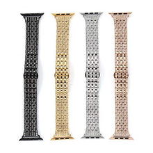 Load image into Gallery viewer, HJINVIGOUR Bling Rhinestone Diamond Crystal Watch Bands Stainless Steel Band Replacement Straps Compatible Apple Watch Series 4 3 2 1 (Gold, 38mm 40mm)
