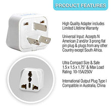 Load image into Gallery viewer, Ceptics Australia, China, New Zealand Travel Plug Adapter (Type I) - 3 Pack [Grounded &amp; Universal] (GP-16-3PK)
