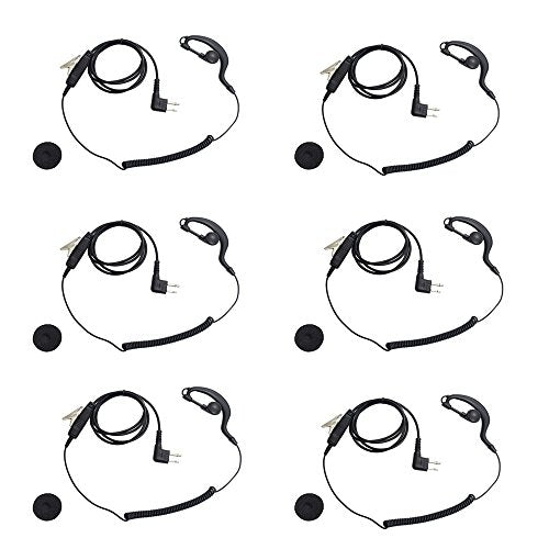 M Head Earpiece Headset PTT with Mic for 2-pin Motorola Two Way Radio 6 Pack