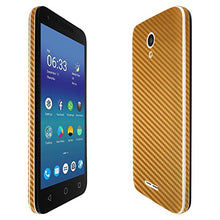 Load image into Gallery viewer, Alcatel Cameo X Screen Protector + Gold Carbon Fiber Full Body, Skinomi TechSkin Gold Carbon Fiber Skin for Alcatel Cameo X with Anti-Bubble Clear Film Screen
