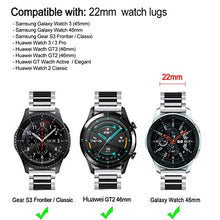 Load image into Gallery viewer, DEALELE Bands Compatible with Galaxy Watch 46mm / Galaxy Watch 3 45mm, 22mm Solid Stainless Steel Metal Strap Replacement for Samsung Gear S3 Frontier / Classic / Huawei GT2 46mm (Silver/black)
