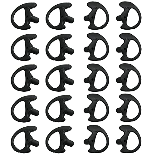 MaximalPower Two Way Radio Left & Right Medium Size Soft Silicon Open Ear Insert Earbud Earmould for Acoustic Coil Tube -Black Color (10-Pair Left+Right M)