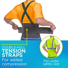 Load image into Gallery viewer, BraceAbility Industrial Work Back Brace | Removable Suspender Straps for Heavy Lifting Safety - Lower Back Pain Protection Belt for Men &amp; Women in Construction, Moving and Warehouse Jobs (4XL)
