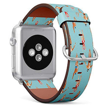 Load image into Gallery viewer, Q-Beans Watchband, Compatible with Big Apple Watch 42mm / 44mm, Replacement Leather Band Bracelet Strap Wristband Accessory // Watercolor Swimmer Men Women Engaged Pattern
