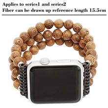 Load image into Gallery viewer, ZXK CO Watch Band for Apple Watch 38mm Handmade Luxury Beaded Jewelry Strap Elastic Strech Replacement Bracelet Band for Apple Watch Series 1 Series 2 Series 3,Sport, Edition (Wooden)
