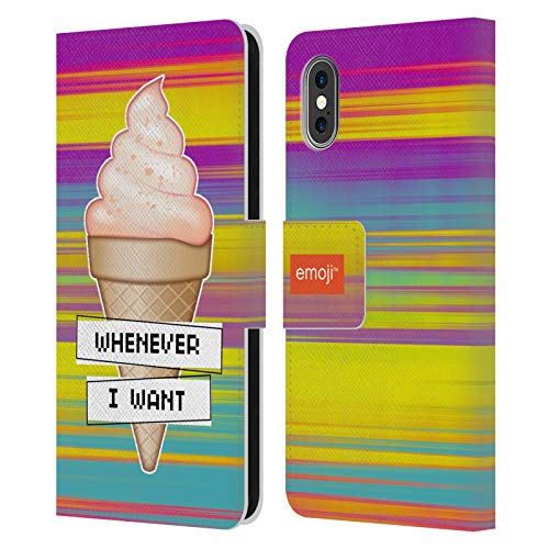Head Case Designs Officially Licensed Emoji Ice Cream Food Leather Book Wallet Case Cover Compatible with Apple iPhone X/iPhone Xs