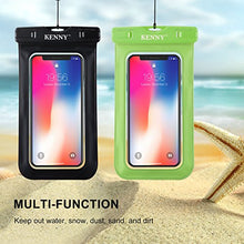 Load image into Gallery viewer, Waterproof Case,Kenny Universal IPX 8 Waterproof Phone Pouch, Cellphone Dry Bag with Neck Strap for Smartphones up to 6.0&quot;, NOT for Touch ID Fingerprint-2 Pack (Green and Black)
