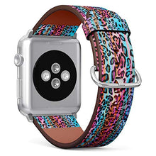 Load image into Gallery viewer, S-Type iWatch Leather Strap Printing Wristbands for Apple Watch 4/3/2/1 Sport Series (38mm) - Rainbow Leopard Skin Pattern
