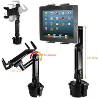 Charger City Long Arm Xtreme Tablet Beverage Drinks Cup Holder Mount W/10inch Arm & 360âº Swivel Adjus