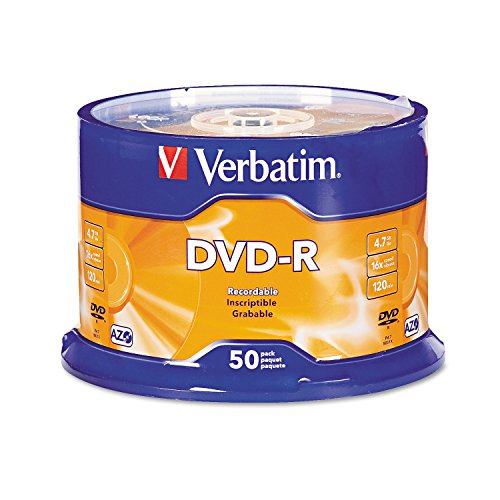 Verbatim DVD-R Recordable Media, with Spindle, 4.7GB/120 Minutes, Pack of 50