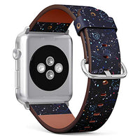 S-Type iWatch Leather Strap Printing Wristbands for Apple Watch 4/3/2/1 Sport Series (38mm) - Starry Night Sky Pattern