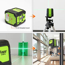 Load image into Gallery viewer, Huepar Cross Line Laser - DIY Self-Leveling Green Beam Horizontal and Vertical Line Laser Level with 100 Ft Visibility, Bright Laser with Magnetic Pivoting Base and Laser Target -9011G
