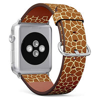 Compatible with Big Apple Watch 42mm, 44mm, 45mm (All Series) Leather Watch Wrist Band Strap Bracelet with Adapters (Giraffe)