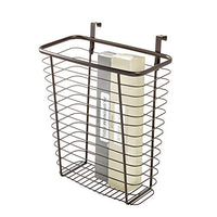 iDesign Axis Steel Over the Cabinet Storage Basket Organizer Waste Basket, for Aluminum Foil, Sandwich Bags, Cleaning Supplies, Garbage Bags, Bath Supplies, Bronze
