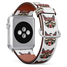 Load image into Gallery viewer, S-Type iWatch Leather Strap Printing Wristbands for Apple Watch 4/3/2/1 Sport Series (38mm) - Gothic Coat of arms with Skull Grunge Vintage Design
