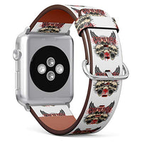 S-Type iWatch Leather Strap Printing Wristbands for Apple Watch 4/3/2/1 Sport Series (38mm) - Gothic Coat of arms with Skull Grunge Vintage Design