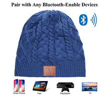 Load image into Gallery viewer, ASIILOVI Bluetooth Beanie, Bluetooth 5.0 Wireless Winter Warm Double Fleece Lined Knit Hats Cap with MIC HD Speakers Gift Packaging, Gifts for Men/Women/Teens/Family Christmas Thanksgiving (02-Blue)
