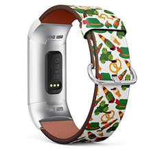 Load image into Gallery viewer, Replacement Leather Strap Printing Wristbands Compatible with Fitbit Charge 3 / Charge 3 SE - Oktoberfest Traditional Bavarian German Decoration
