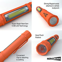 Load image into Gallery viewer, 2 x HeroBeam Car Emergency Flashlight - Super Bright LED Flashlight/Worklight with Attachment Magnet and Clothing Clip - A Glovebox Essential for Auto Emergencies at Night - (TWIN PACK)
