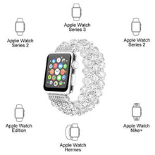 Load image into Gallery viewer, fohuas Compatible for Apple Watch Bracelet 38mm 40mm Series SE 6 5 4 3 2 1, Luxury Crystal Beads pearls iphone Watch Band Fashion Metal Chain Elastic Stretch Wristband Strap for Women Girl, White
