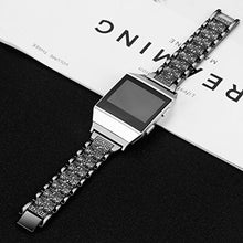 Load image into Gallery viewer, Fitbit Ionic Band Metal Accessories Small Large, Stainless Steel Replacement Band with Folding Clasp Strap for Fitbit Ionic Smart Watch Bands Wristband Women Men (B-black)
