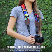 Load image into Gallery viewer, USA GEAR TrueSHOT Camera Strap with Colorful Neoprene Pattern , Accessory Pockets and Quick Release Buckles - Compatible With Canon , Fujifilm , Nikon , Sony and More DSLR , Mirrorless , Cameras
