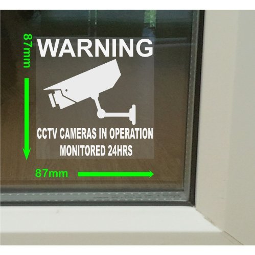 6 x Window Stickers Monitored by CCTV Video Recording Camera In Operation 24hr Monitoring Security Warning Stickers Self Adhesive Vinyl Sign by Platinum Place