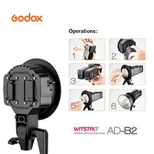 Load image into Gallery viewer, Godox AD-B2 Dual Power Twin Head Bowens Mount to Install 2 Godox AD200 or AD200 Pro Pocket Flash or Flashpoint eVOLV 200 TTL Modular Strobe Light Together to Achieve 400W Power Output
